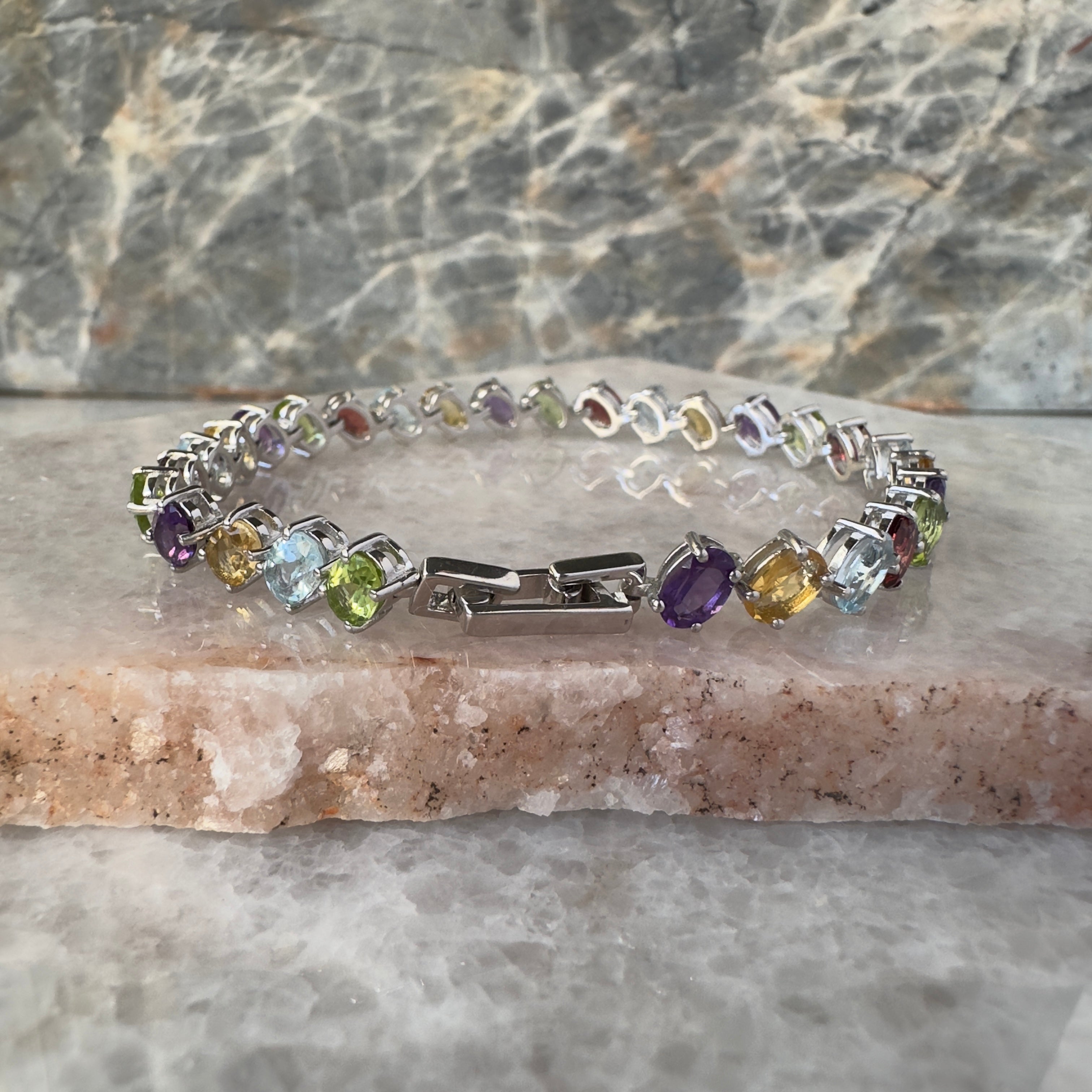 Pulsera de plata multistone natural