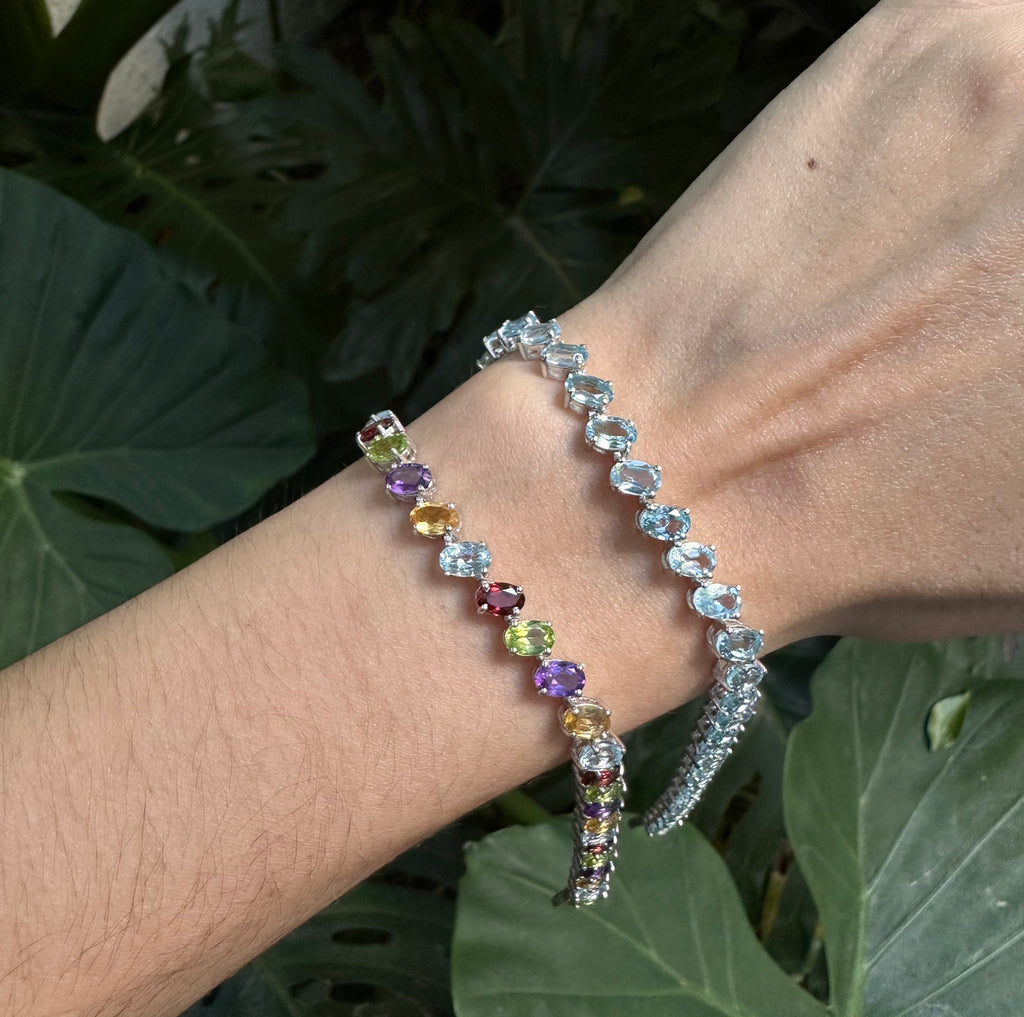 Pulsera de plata multistone natural