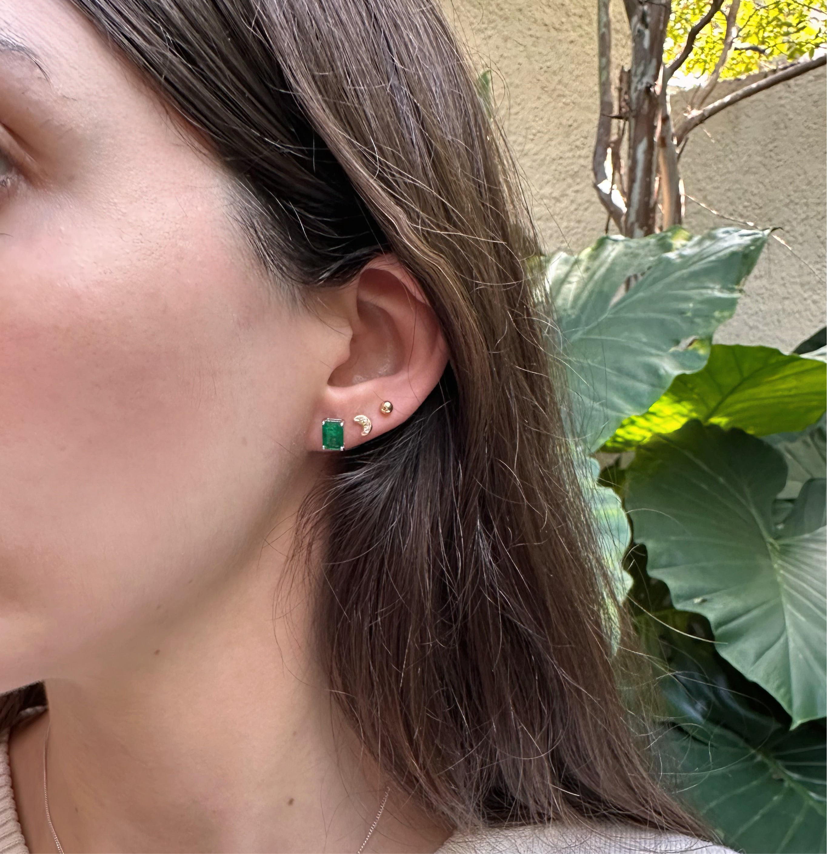 Aretes de plata con circonia tipo esmeralda corte baguette