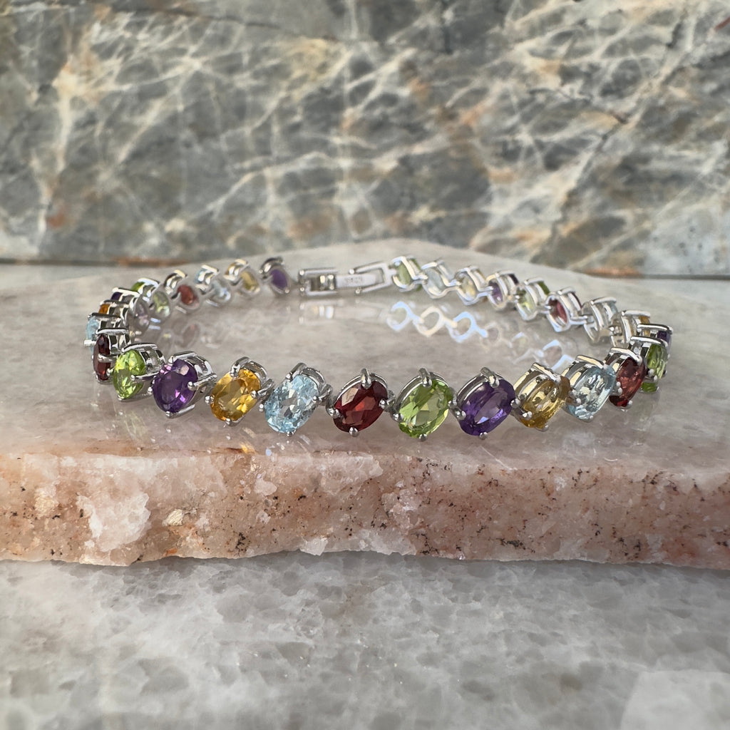 Pulsera de plata multistone natural